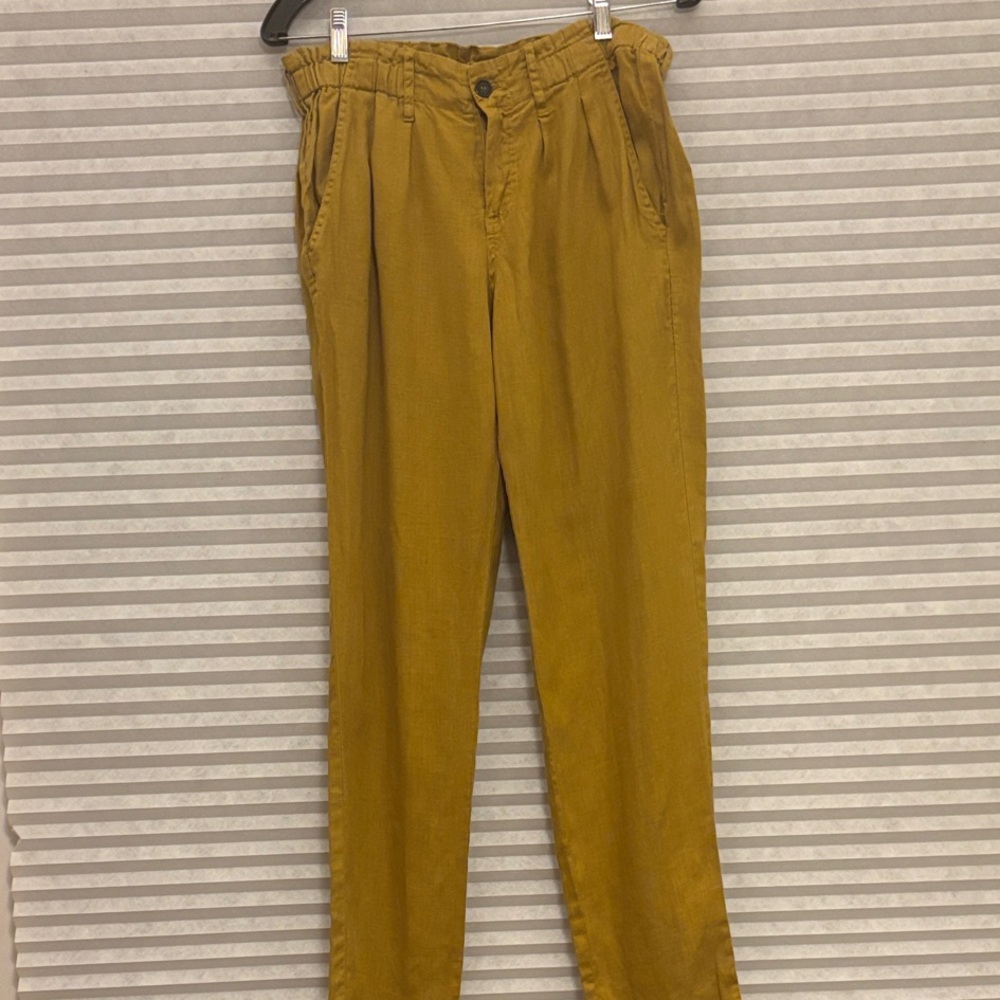 Johnny Was Linen Pleated Relaxed Trouser with Belt Loops‎ & cinched waist - XS
